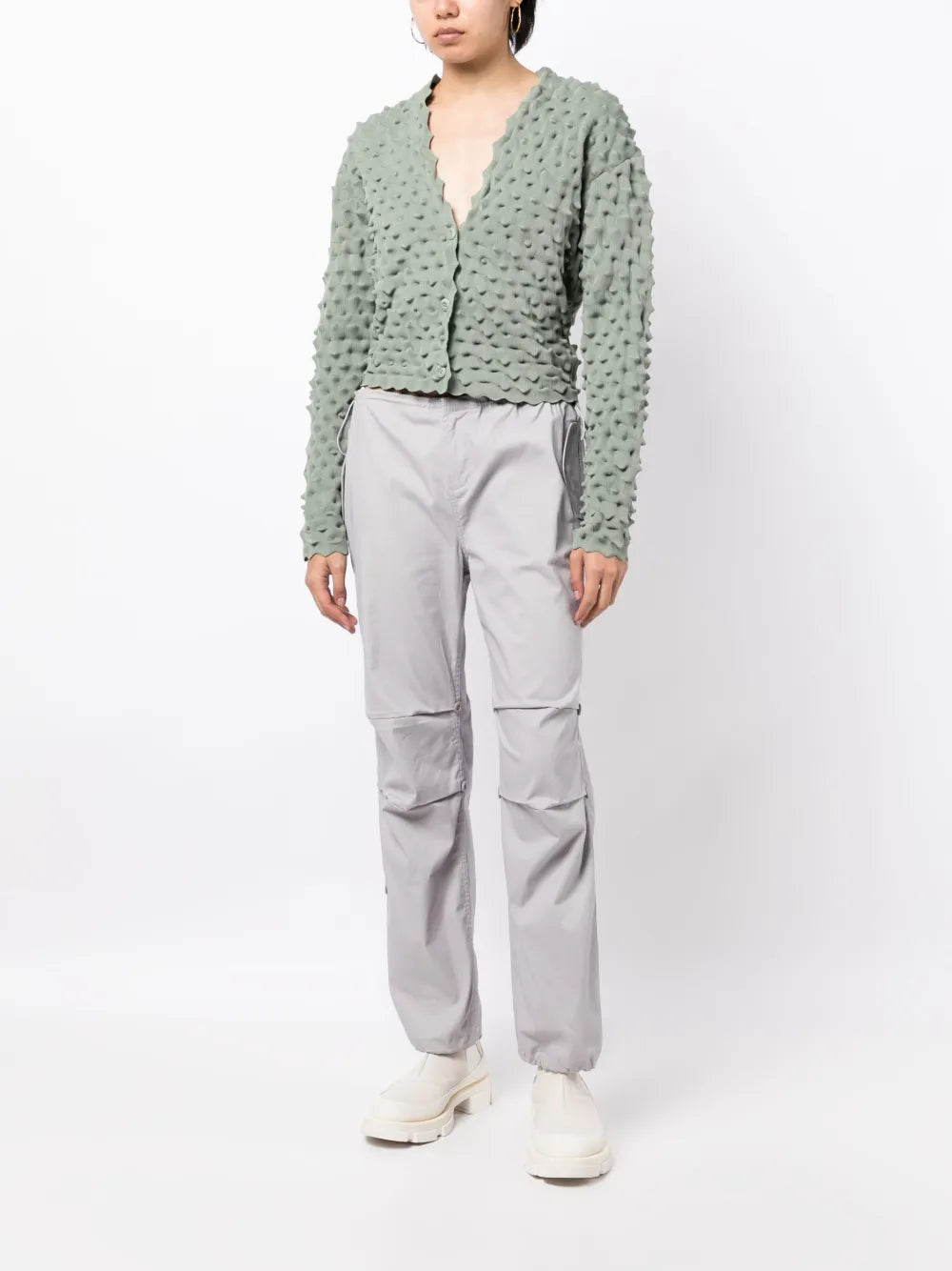 V-Neck Cropped Cardigan