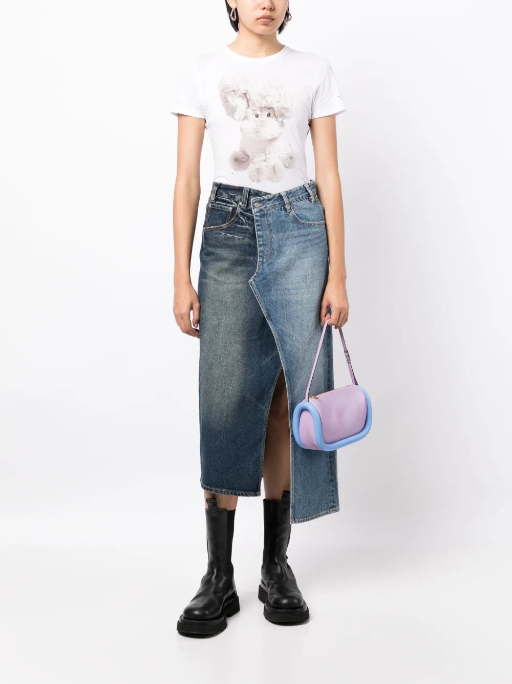 Asymmetric Denim Skirt