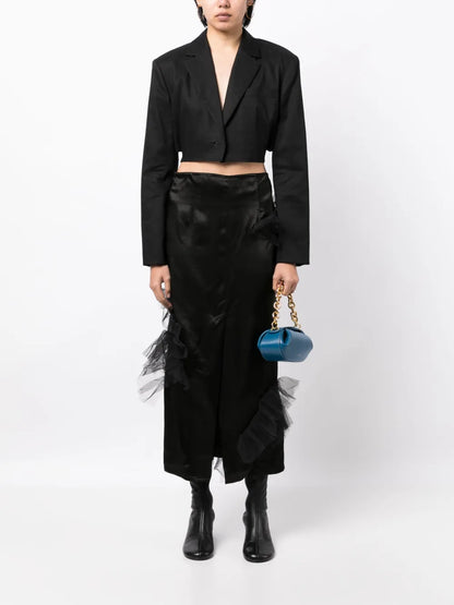 Tulle Ruffled Straight Skirt