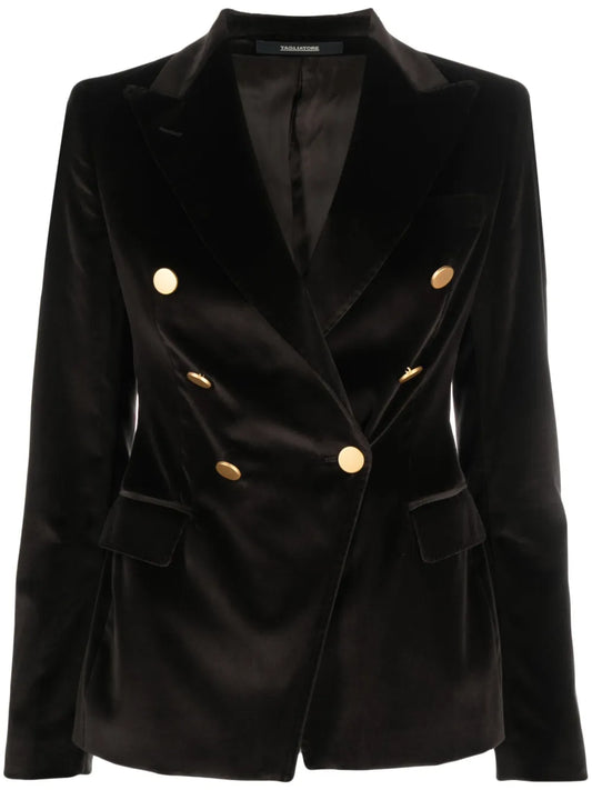Jalicya Velvet Double-Breasted Blazer