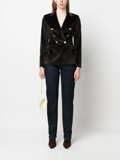 Jalicya Velvet Double-Breasted Blazer