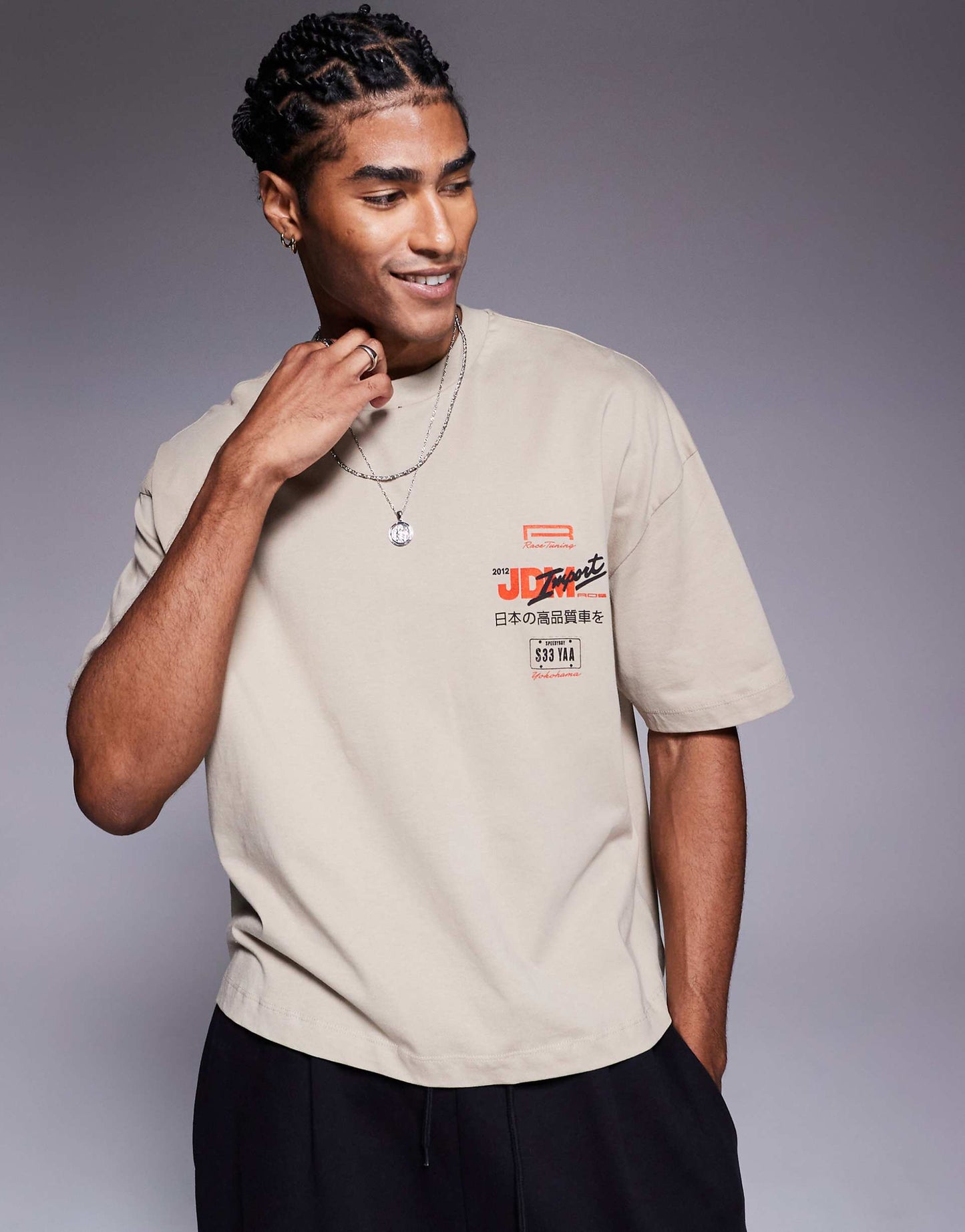 Boxy Oversized T-Shirt With Car Graphic