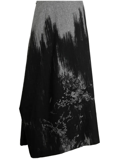 Abstract-Pattern Draped Skirt