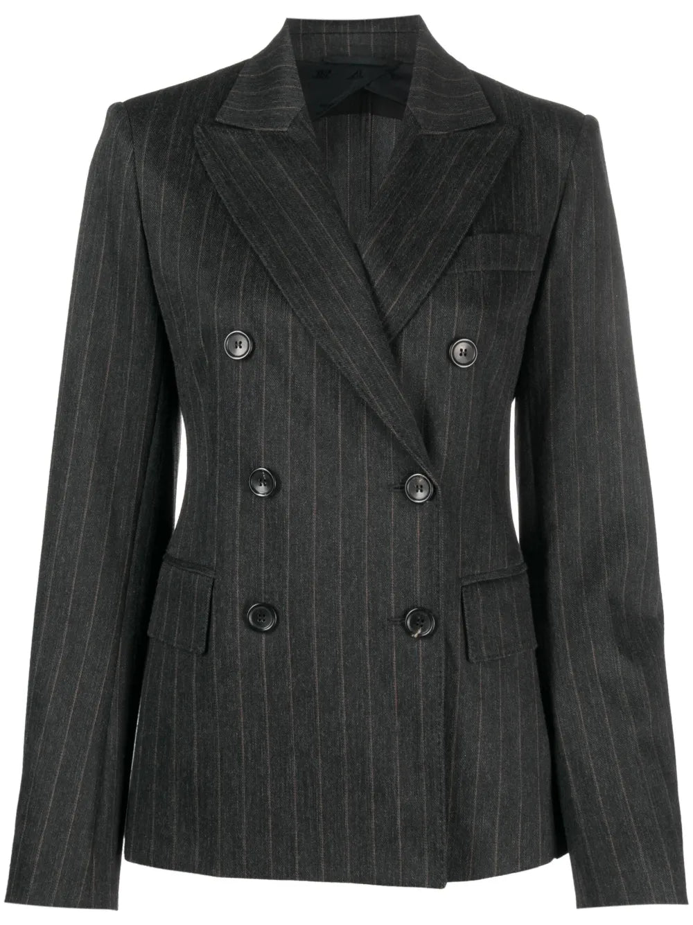 Pinstriped Double-Breasted Blazer
