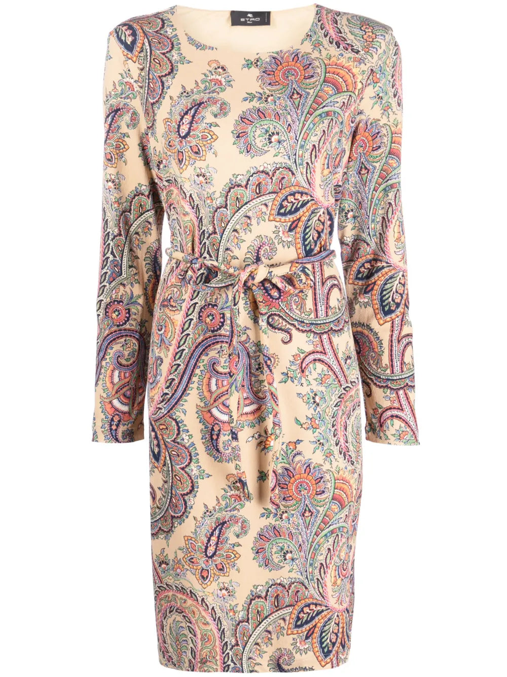 Paisley-Print Belted Dress