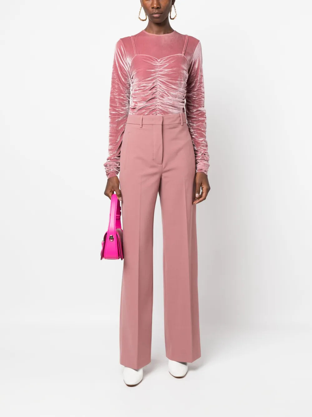 Velvet-Effect Gathered-Detail Body