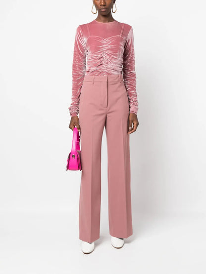 Velvet-Effect Gathered-Detail Body