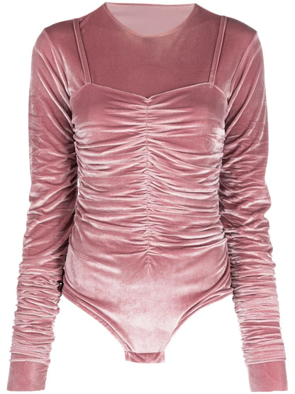 Velvet-Effect Gathered-Detail Body