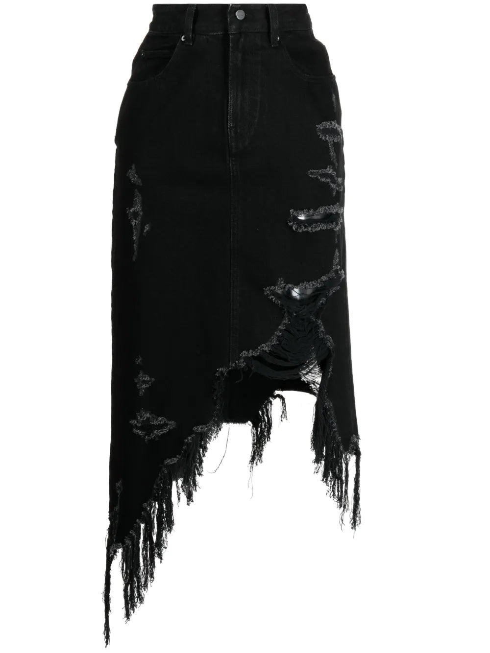 Asymmetric Ripped Denim Skirt