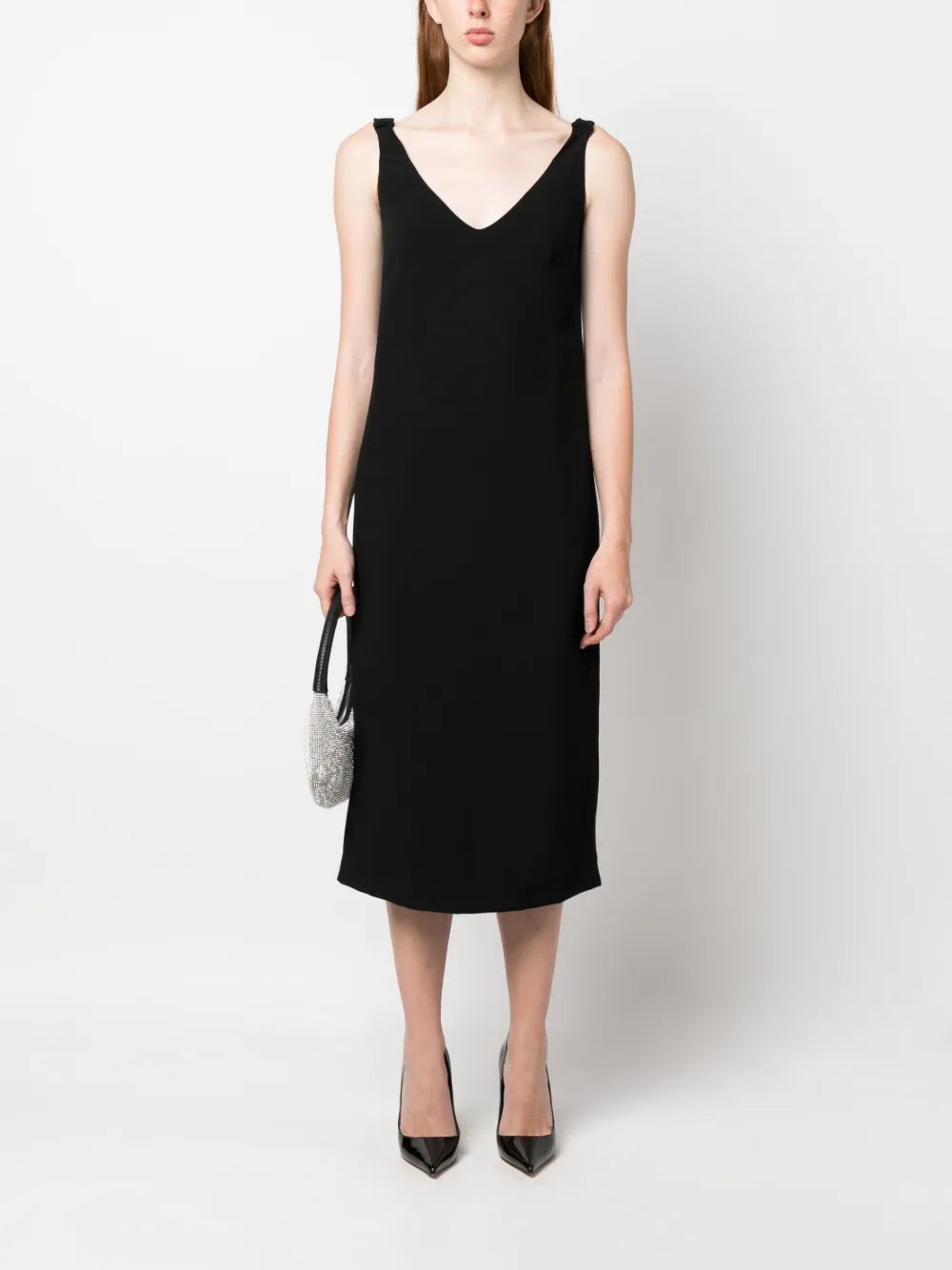 Ruched-Strap Midi Dress