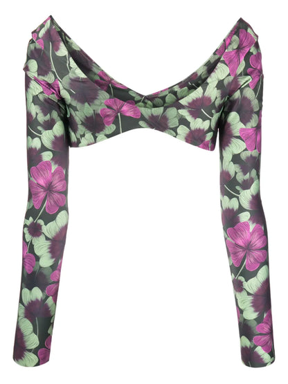Alfonsina Fortuna Floral-Print Bikini Top