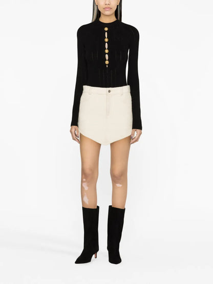 Button-Embellished Knitted Bodysuit