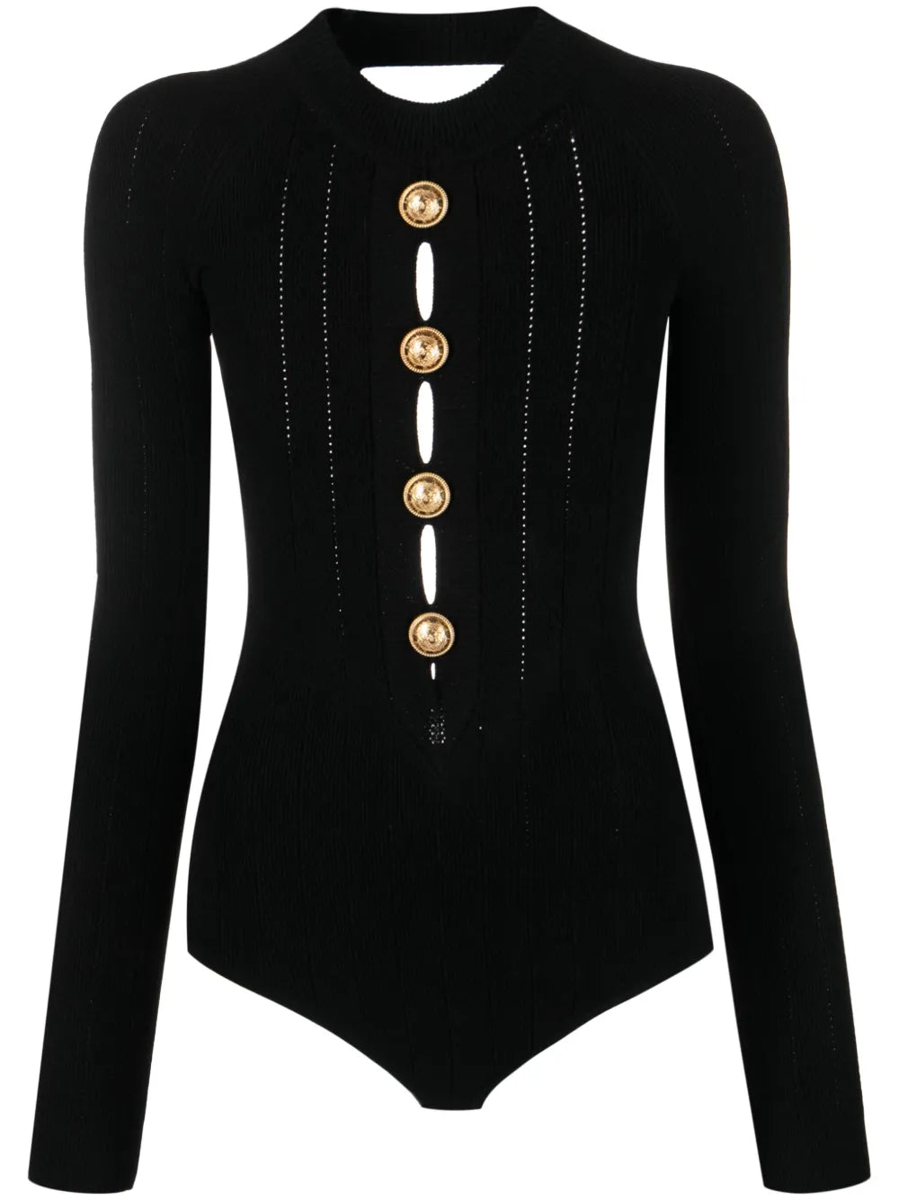 Button-Embellished Knitted Bodysuit