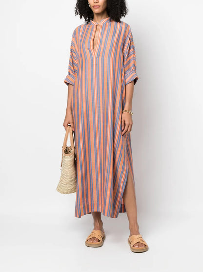 Striped Short-Sleeve Kaftan