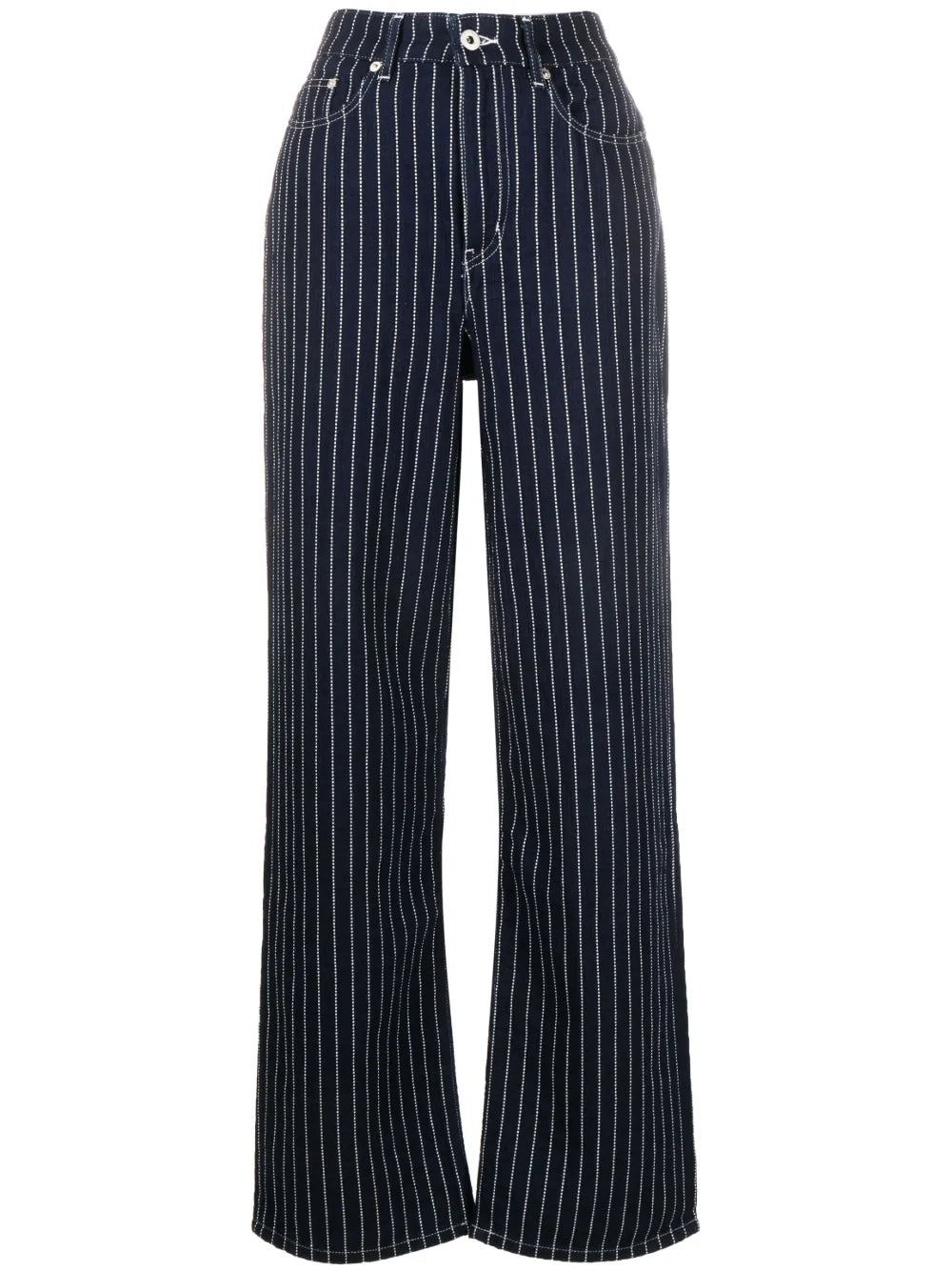 Stripe-Print Straight-Leg Trousers