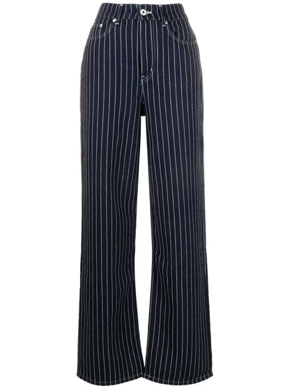 Stripe-Print Straight-Leg Trousers