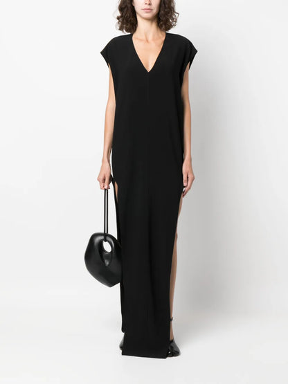 V-Neck Floor-Length Dress