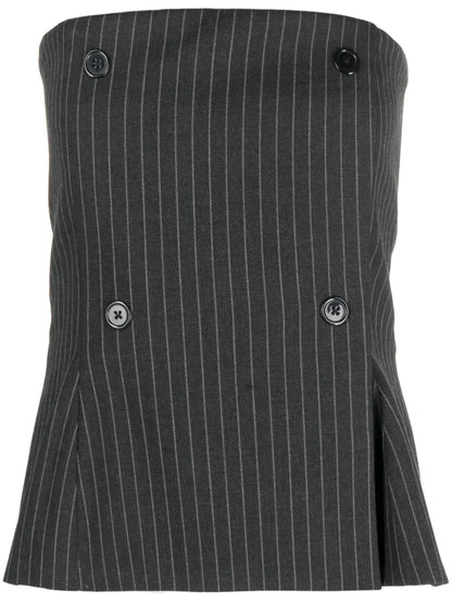 Pinstripe-Pattern Bandeau Top