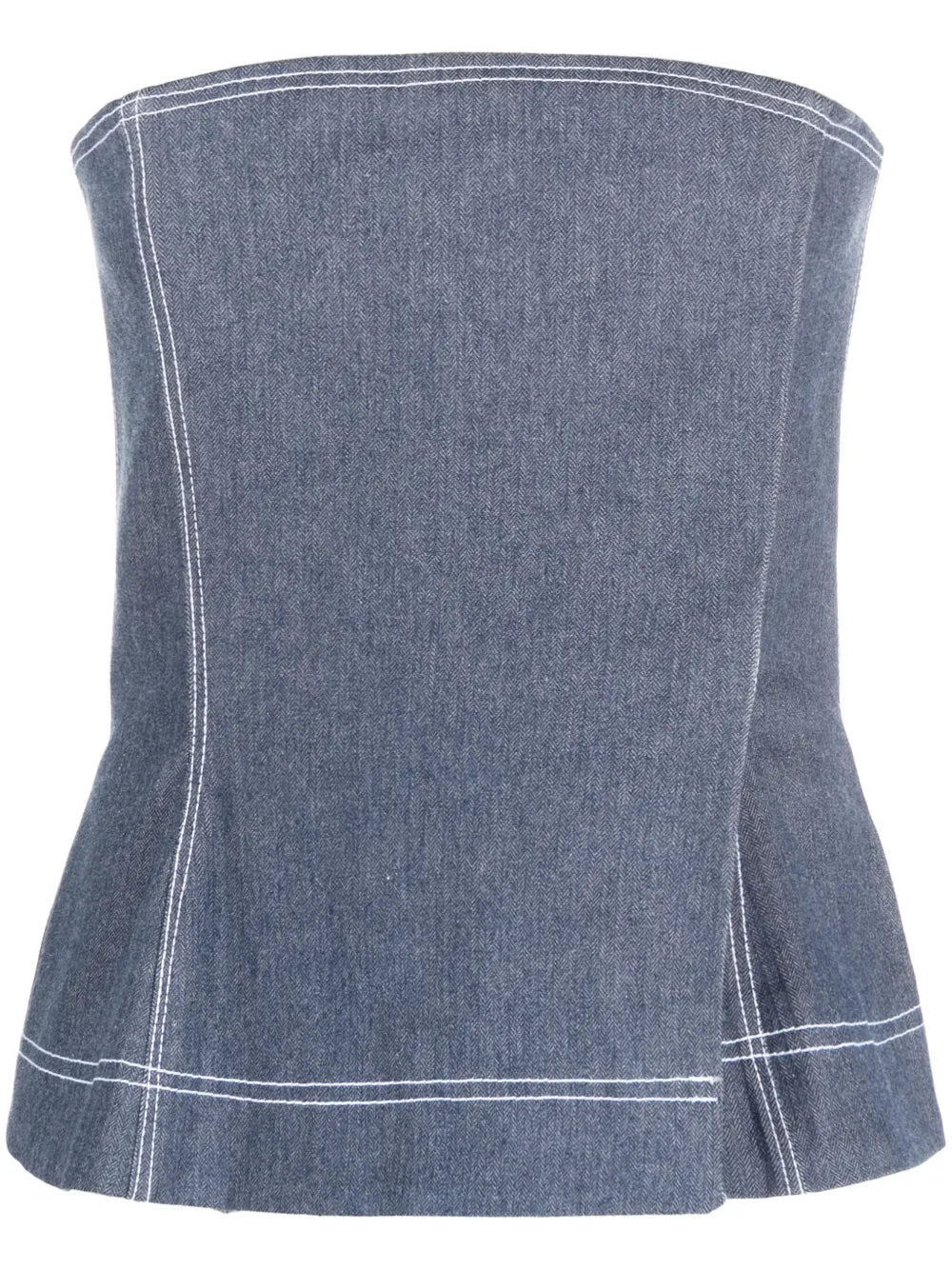 Contrasting-Stitch Bustier Top