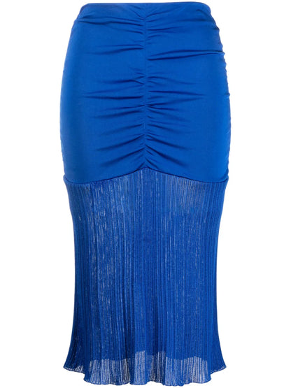 High-Waisted Ruched Midi Skirt