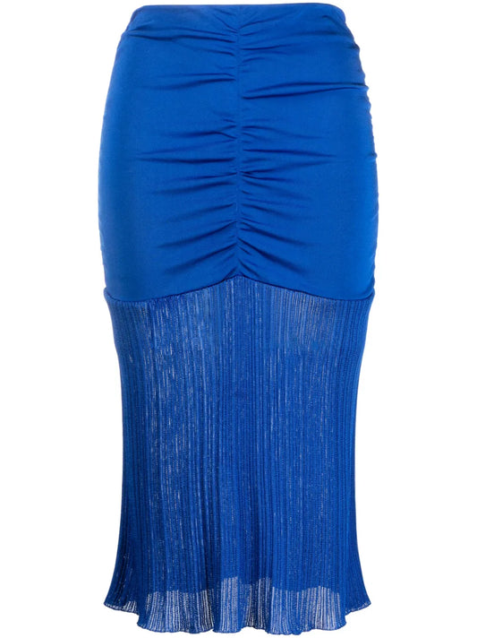 High-Waisted Ruched Midi Skirt
