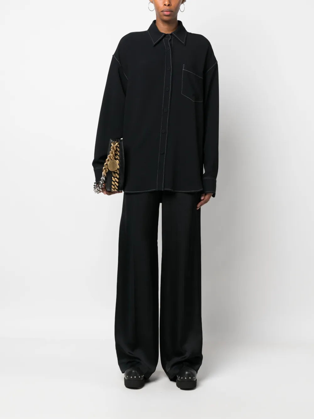 Contrast-Stitching Long-Sleeve Shirt