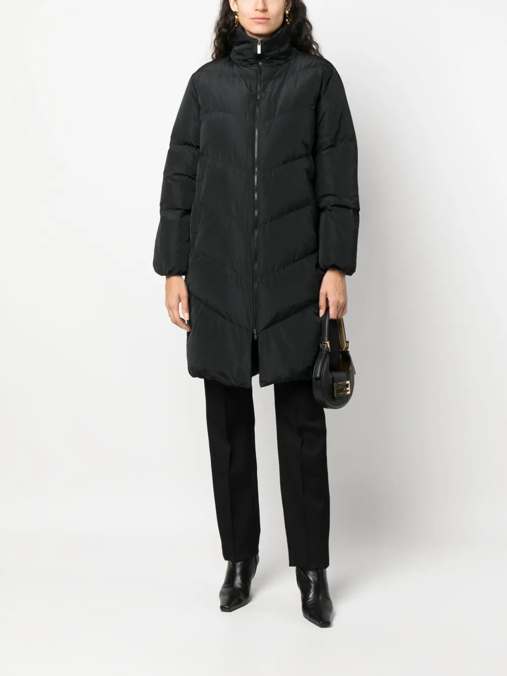 Rhinestone-Embellished Padded Raincoat