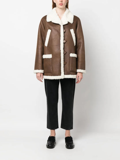 Faux-Leather Shearling Jacket
