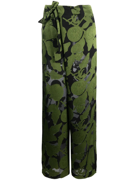Graphic-Print Wrap Trousers