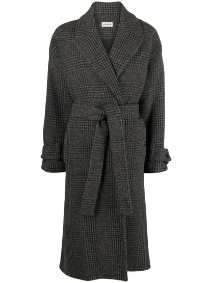 Plaid-Check Pattern Belted Trench Coat