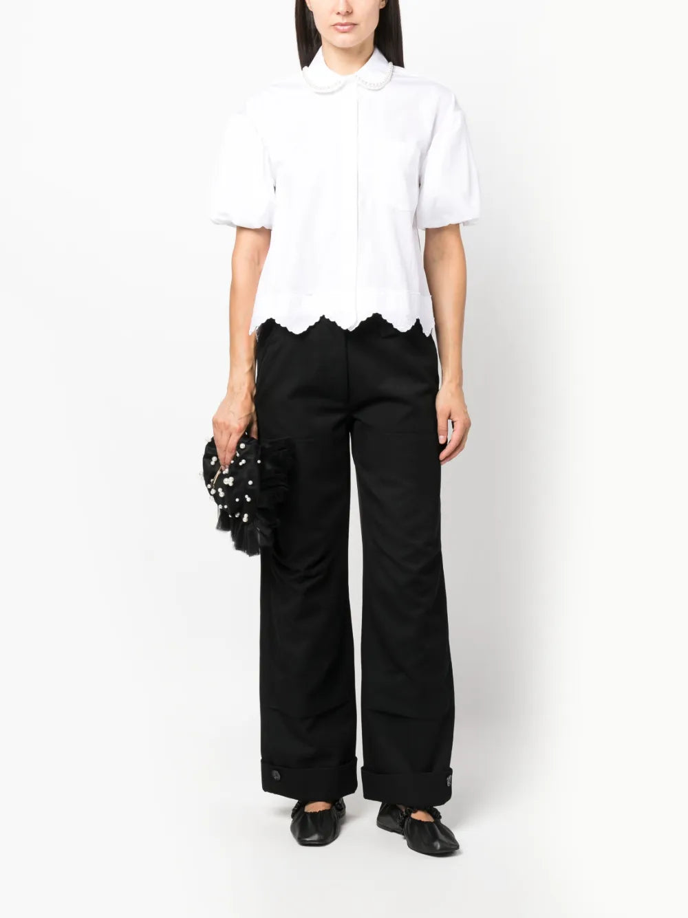 Virgin Wool-Blend Wide-Leg Trousers