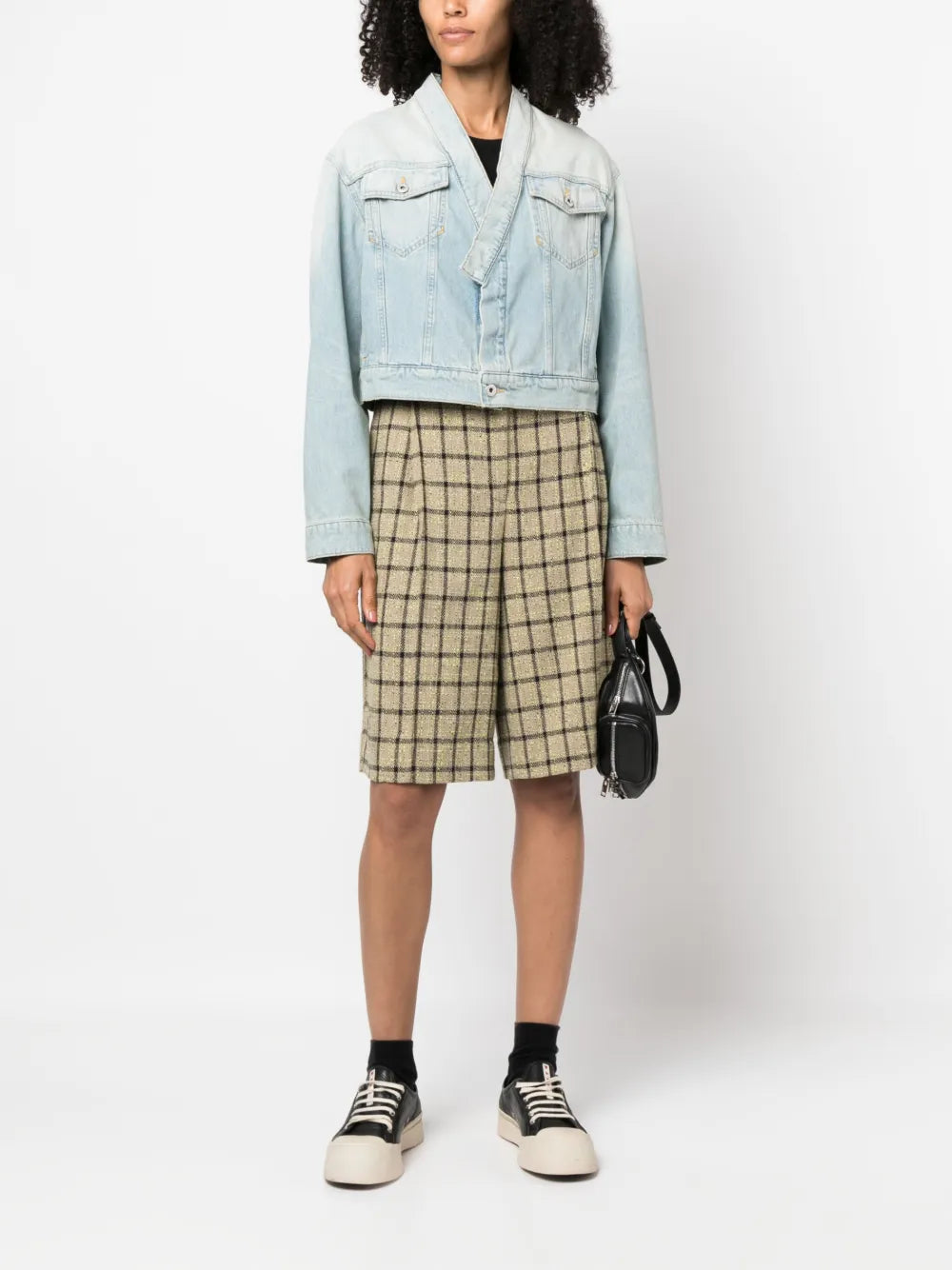 Faded-Effect Cropped Denim Jacket