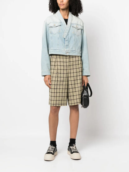 Faded-Effect Cropped Denim Jacket