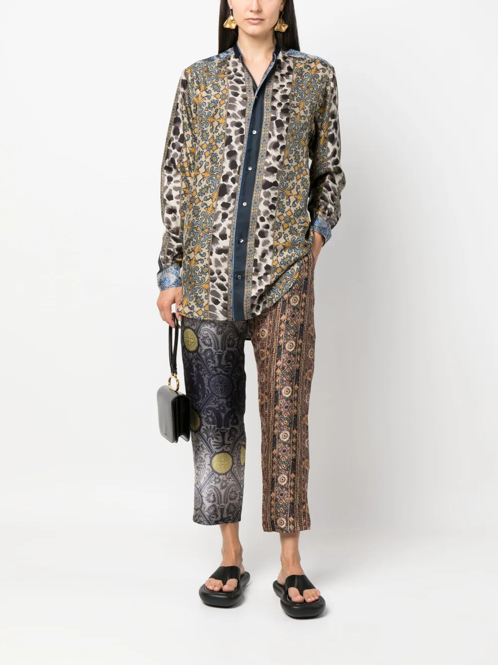 Graphic-Print Silk Trousers