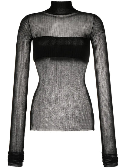High-Neck Ribbed Top