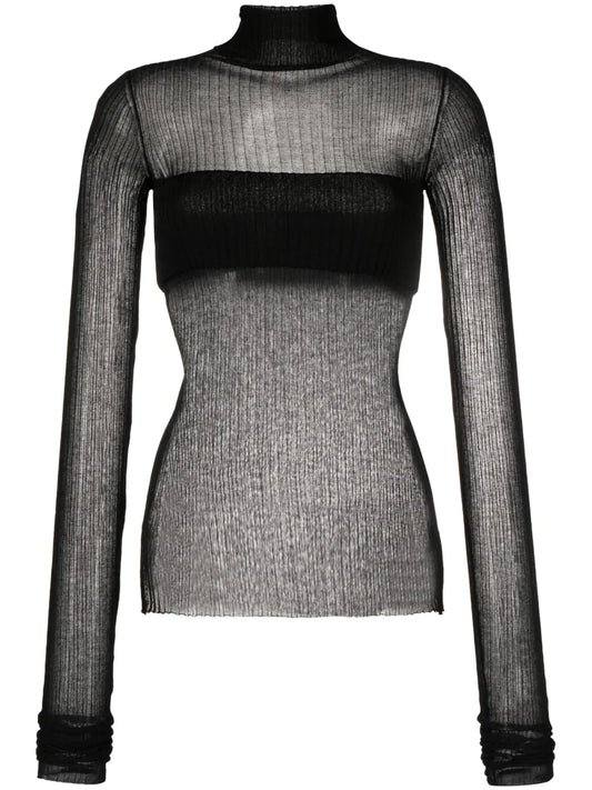 High-Neck Ribbed Top