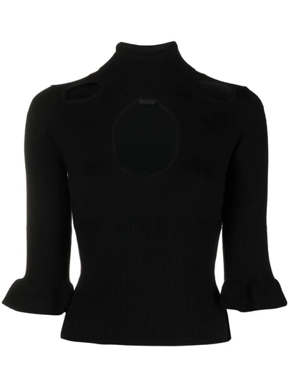 Cut-Out Ribbed-Knit Top