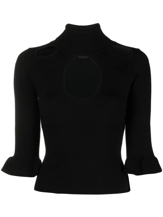 Cut-Out Ribbed-Knit Top