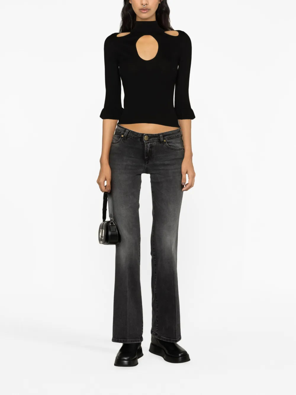 Cut-Out Ribbed-Knit Top