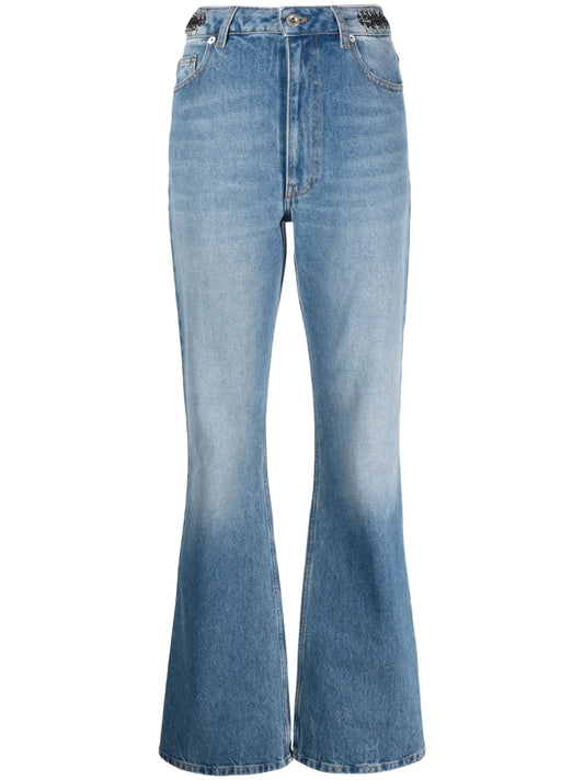Coin-Detail Flared Jeans