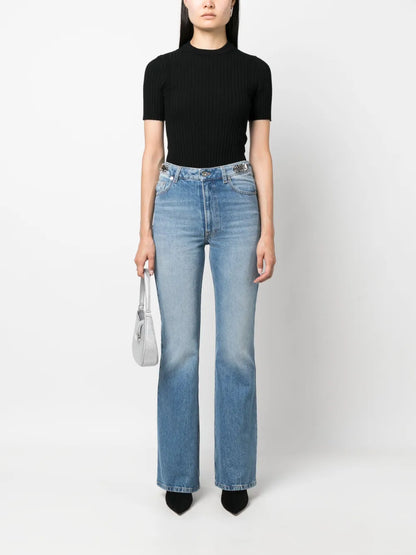Coin-Detail Flared Jeans