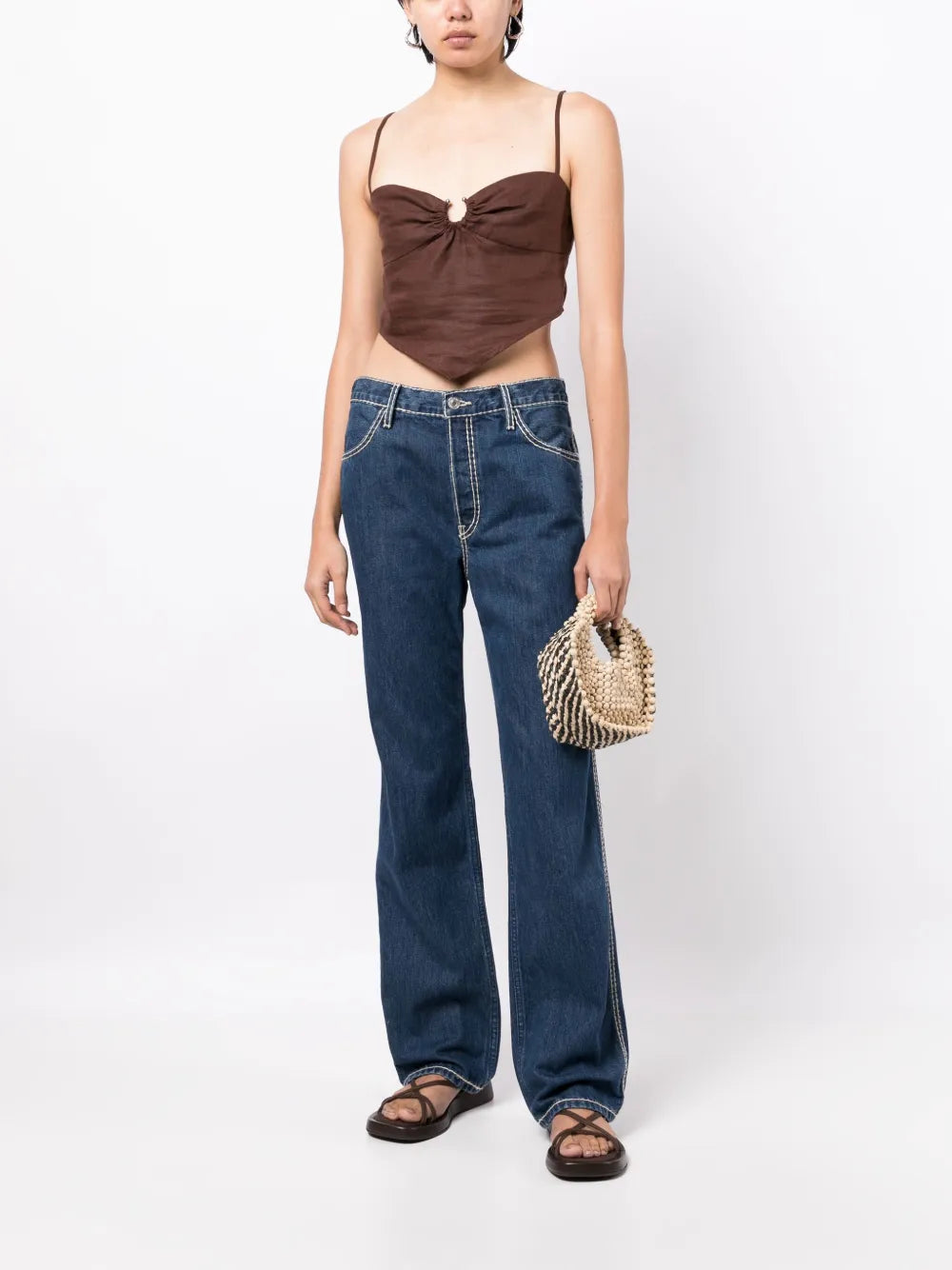 Loose-Fit Contrast-Stitching Jeans