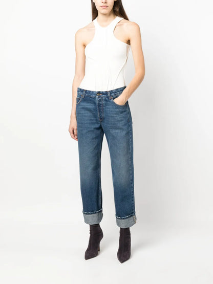 Liz Straight-Leg Cropped Jeans