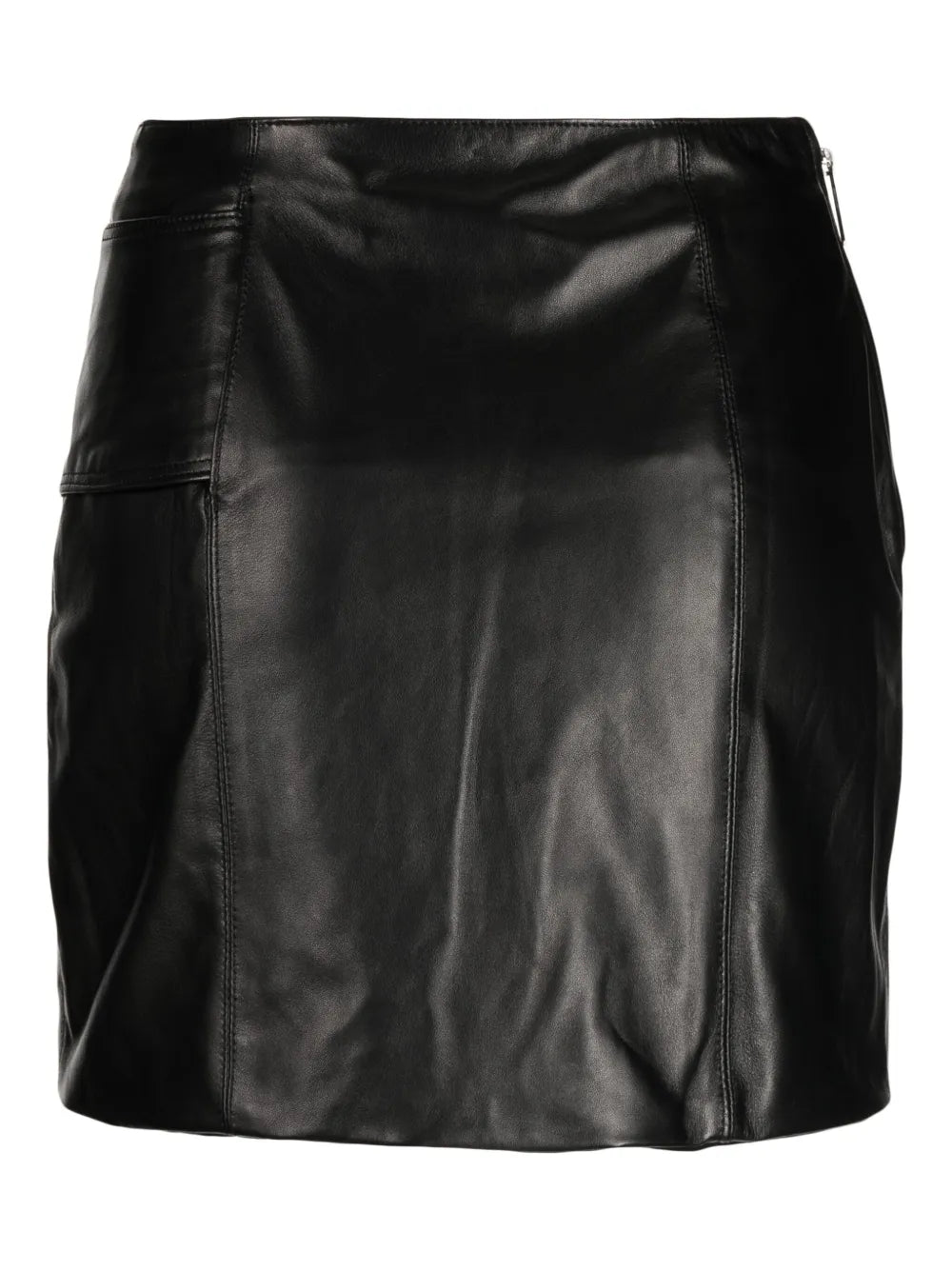 Zip-Up Leather Skirt
