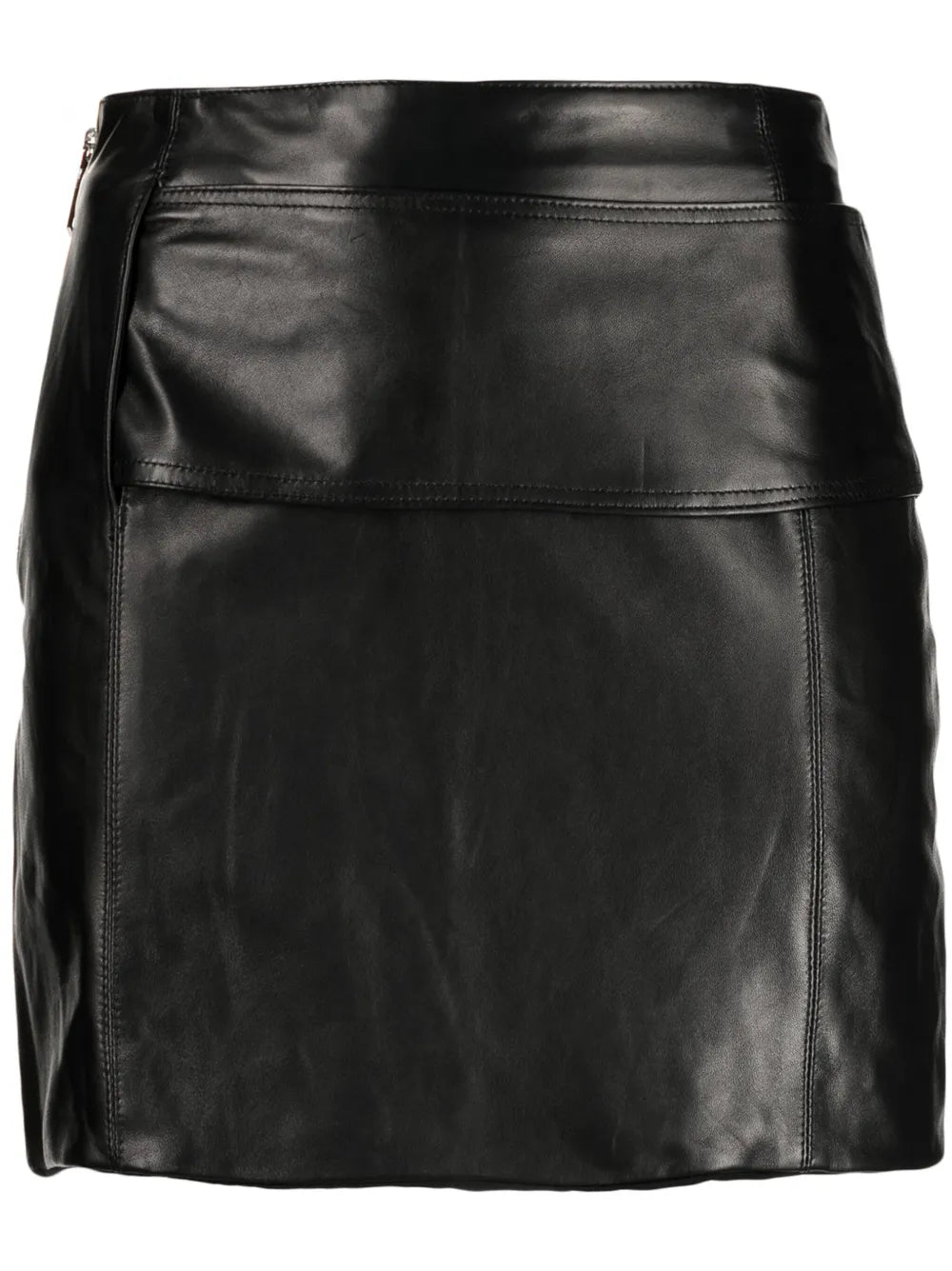 Zip-Up Leather Skirt