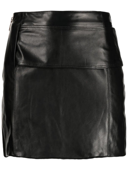 Zip-Up Leather Skirt