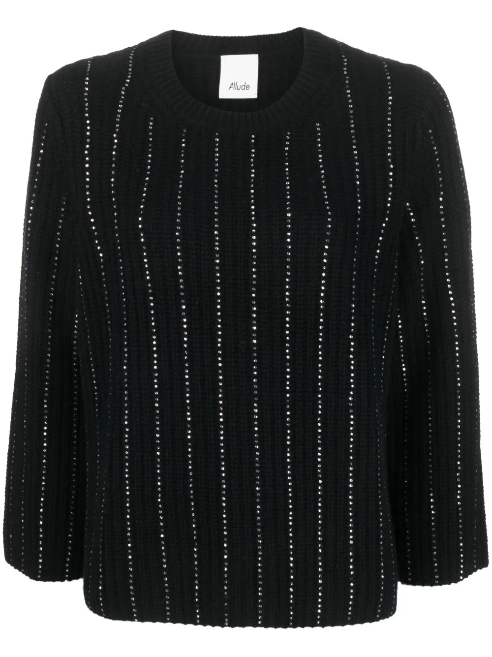 Rhinestone-Stripes Ribbed-Knit Jumper