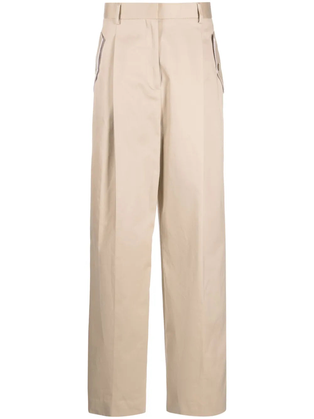 Wide-Leg Gabardine Trousers