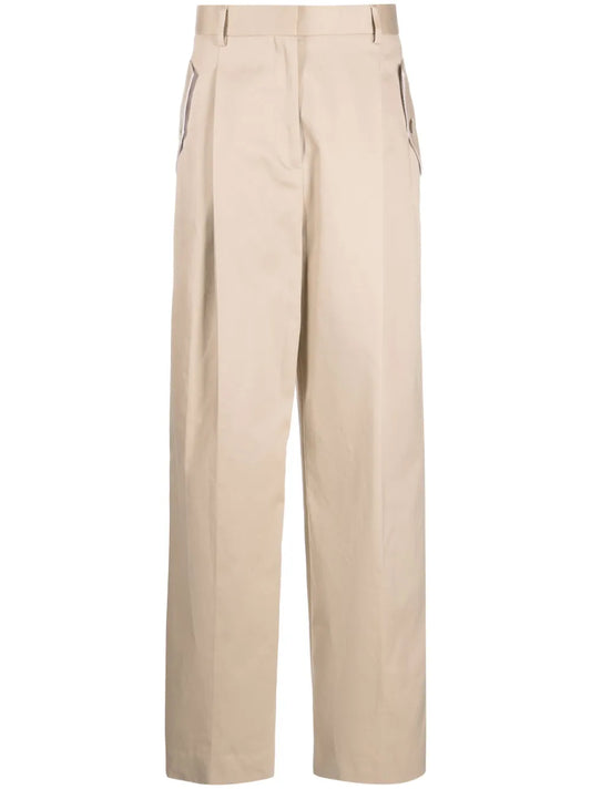 Wide-Leg Gabardine Trousers