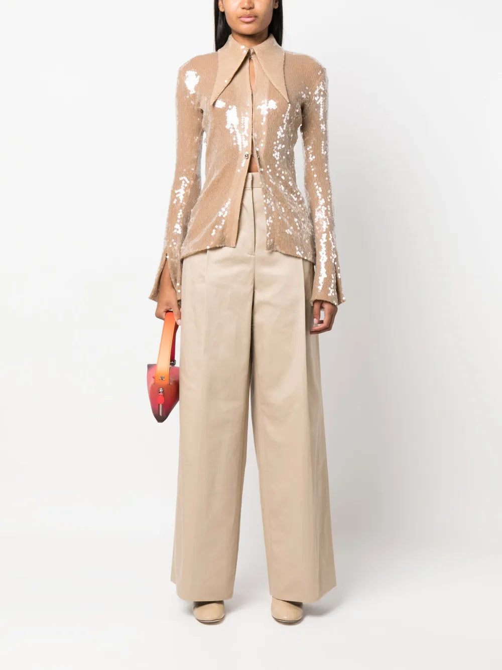 Wide-Leg Gabardine Trousers